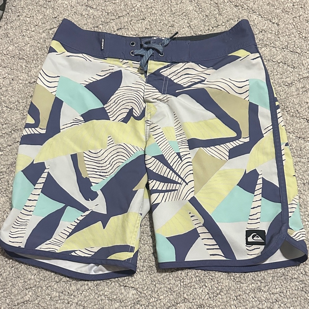 Quiksilver Abstract Blue and Yellow Board Shorts